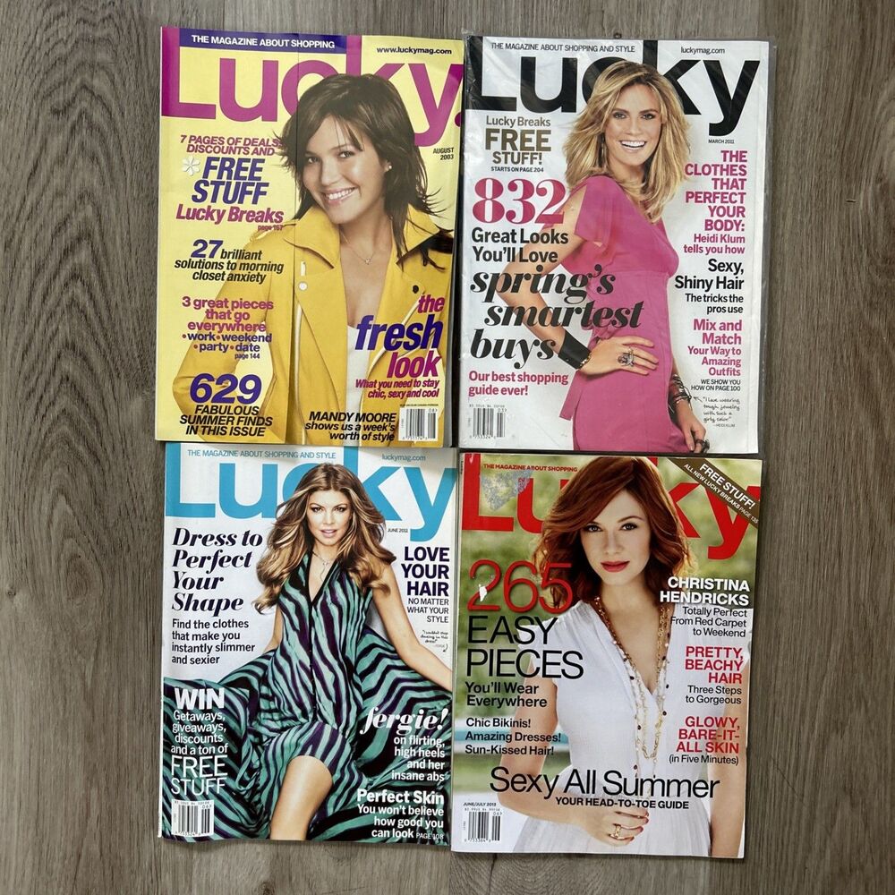 Lucky Magazine Lot of 4 VTG '03-2013 Christina Hendricks Mandy Moore Heidi Klum